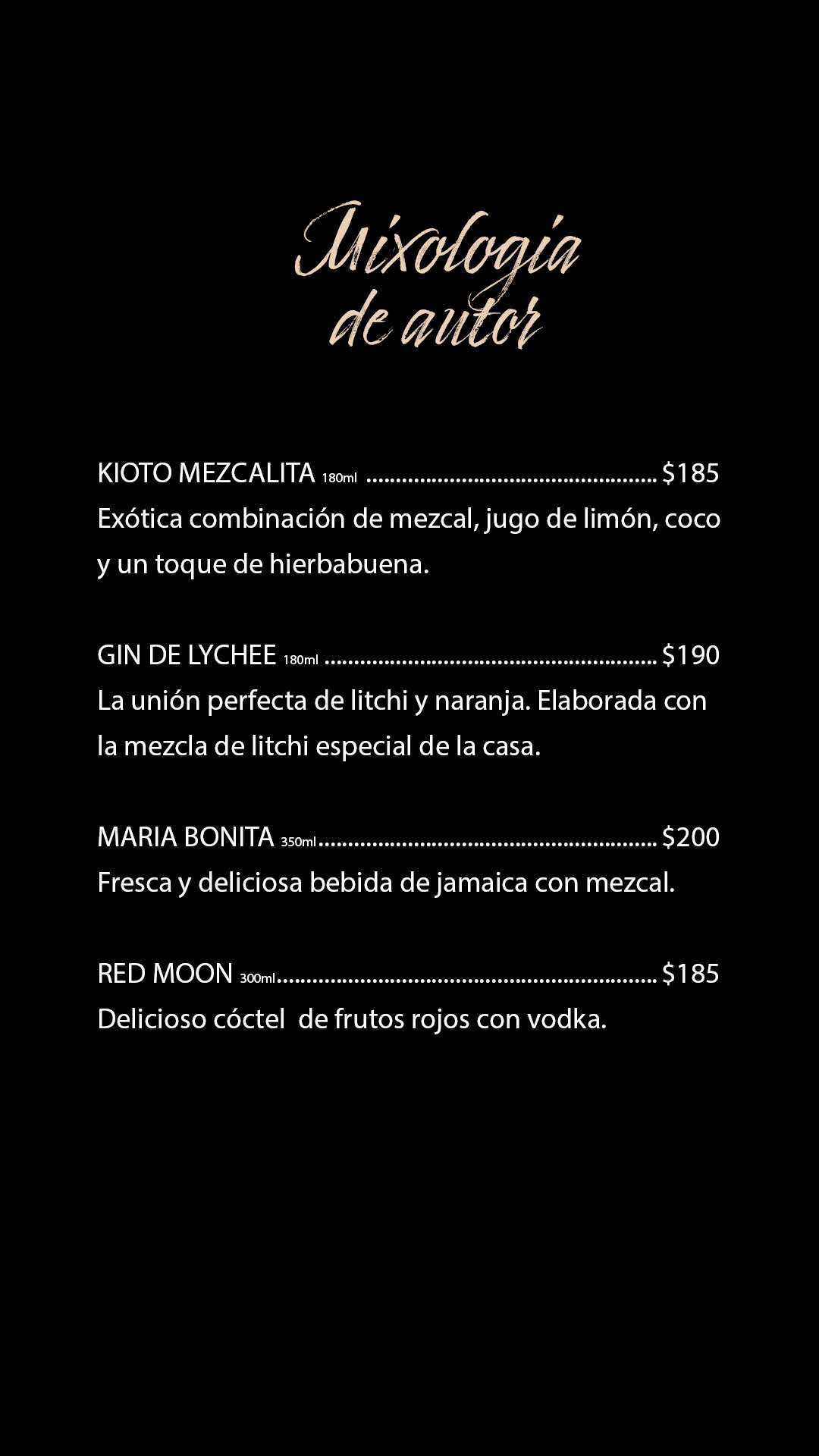 Menu de Bebidas